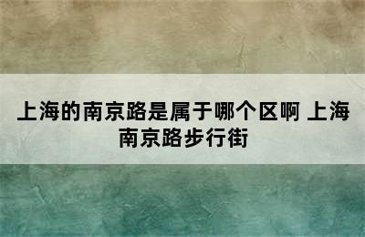 上海的南京路是属于哪个区啊 上海南京路步行街